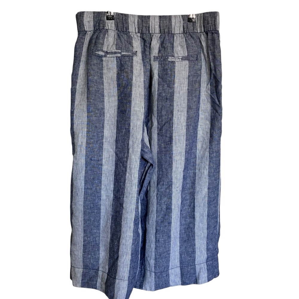 GAP Blue and White Striped Wide leg Crop Linen Pant - Picture 6 of 11